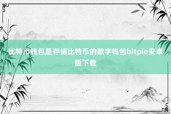 比特币钱包是存储比特币的数字钱包bitpie安卓版下载