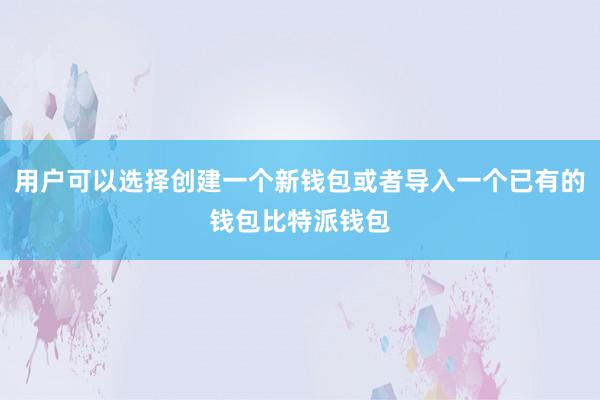 用户可以选择创建一个新钱包或者导入一个已有的钱包比特派钱包