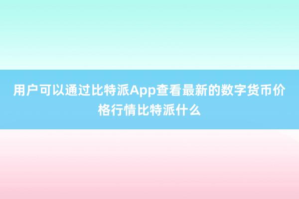 用户可以通过比特派App查看最新的数字货币价格行情比特派什么