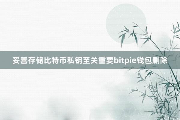 妥善存储比特币私钥至关重要bitpie钱包删除