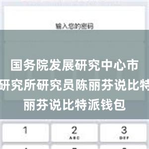 国务院发展研究中心市场经济研究所研究员陈丽芬说比特派钱包