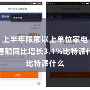 上半年限额以上单位家电零售额同比增长3.1%比特派什么