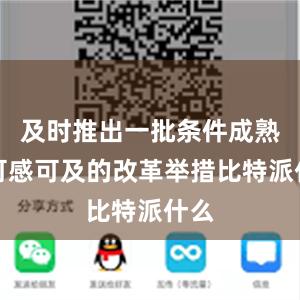 及时推出一批条件成熟、可感可及的改革举措比特派什么